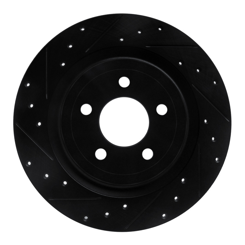Ford Mustang Brake Rotor (1) - Rear Left - R1 Concepts - Drilled & Slotted - Black - `20-`25